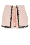 Msgm High-waist Frayed-edge Tweed Mini Shorts In Pink