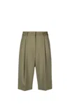 Msgm Khaki Pinstripe Shorts In Verde