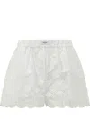 Msgm White Embroidered Shorts In White