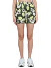 Msgm Elastic Waistband Floral Print Side Pockets In Multicolour