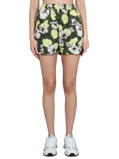 Msgm Cotton High-rise Floral Print Shorts In Multicolour