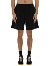 Msgm Black Shorts With Subtle Logo Detail