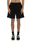 Msgm Black Shorts With Subtle Logo Detail In Black