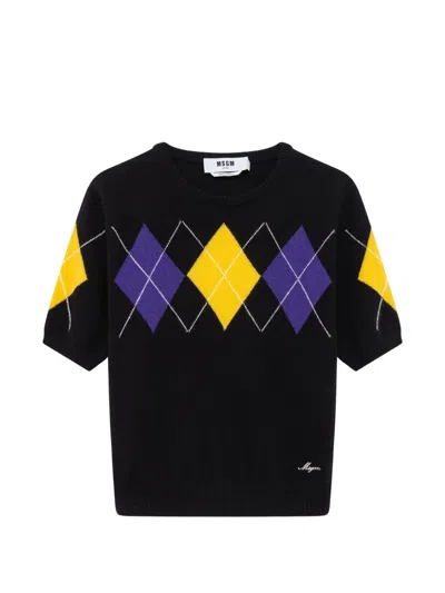 Msgm Short-sleeve Sweater In Black