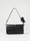 Msgm Baguette Bag With Double Flap And Logo In Black