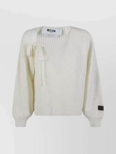 Msgm Shoulder Exposed Knit Bow In White