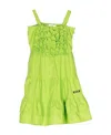 Msgm Ruffled-detail Cotton Dress In Green