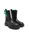 Msgm Side-pocket Leather Boots In Black