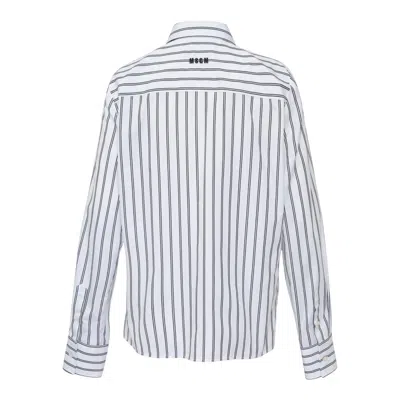 Msgm Side Ribbon Stripe Collar Blouse In White