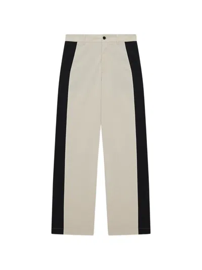 Msgm Side-stripe Trousers In Neutral
