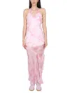 Msgm Sheer Ruffle-detail Maxi Dress In Pink