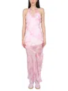 Msgm Sheer Ruffle-detail Maxi Dress In Pink