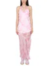 Msgm Sheer Ruffle-detail Maxi Dress In Pink