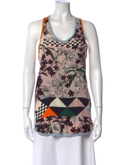 Pre-owned Msgm Silk Floral Print Top In Multi