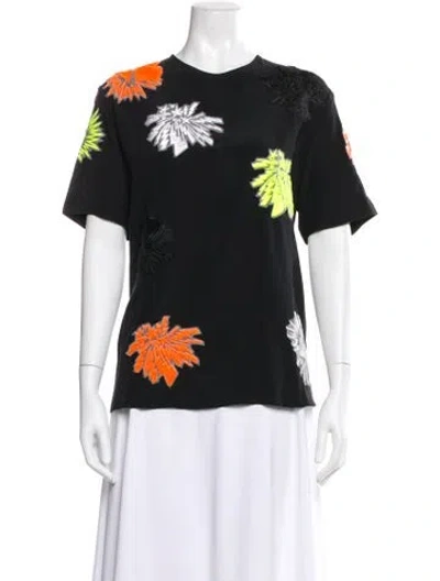 Pre-owned Msgm Silk Graphic Print T-shirt In Black