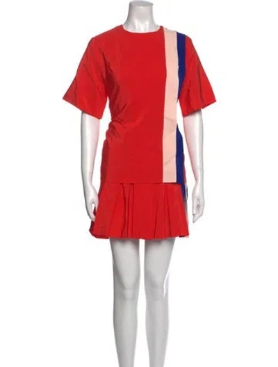 Pre-owned Msgm Silk Knee-length Dress In Red