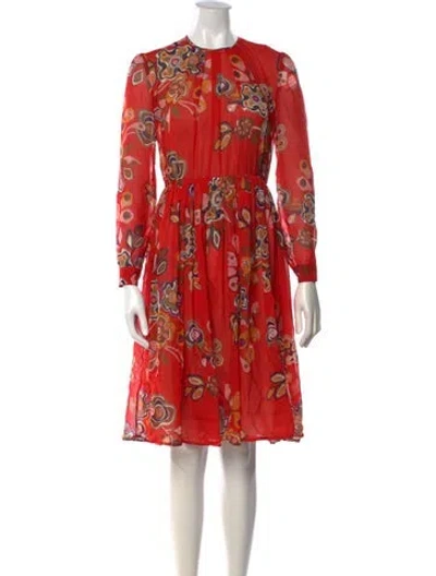 Pre-owned Msgm Silk Knee-length Dress In Red