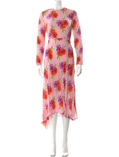 Pre-owned Msgm Silk Long Dress In Pink