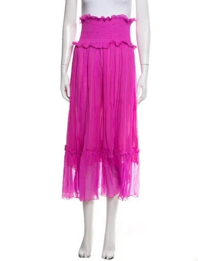 Pre-owned Msgm Silk Long Skirt In Pink