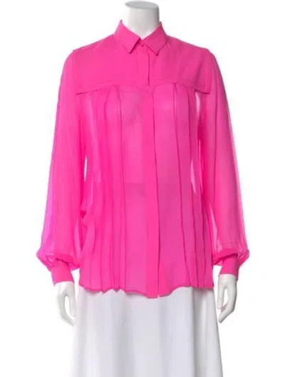 Pre-owned Msgm Silk Long Sleeve Blouse In Pink