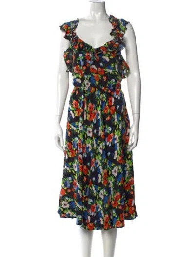 Pre-owned Msgm Silk Midi Length Dress In Black