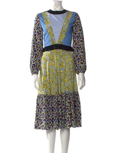 Pre-owned Msgm Silk Midi Length Dress In Multi