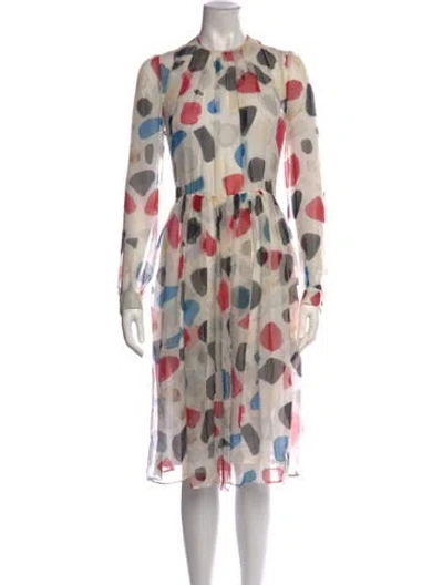Pre-owned Msgm Silk Midi Length Dress In Multicolor