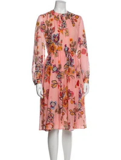 Pre-owned Msgm Silk Midi Length Dress In Pink