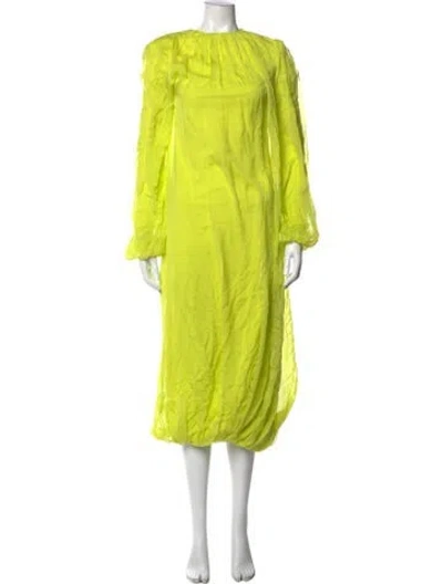 Pre-owned Msgm Silk Midi Length Dress W/ Tags In Green