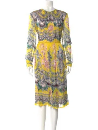Pre-owned Msgm Silk Midi Length Dress In Yellow
