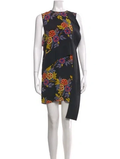 Pre-owned Msgm Silk Mini Dress In Black