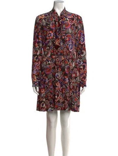 Pre-owned Msgm Silk Mini Dress In Black