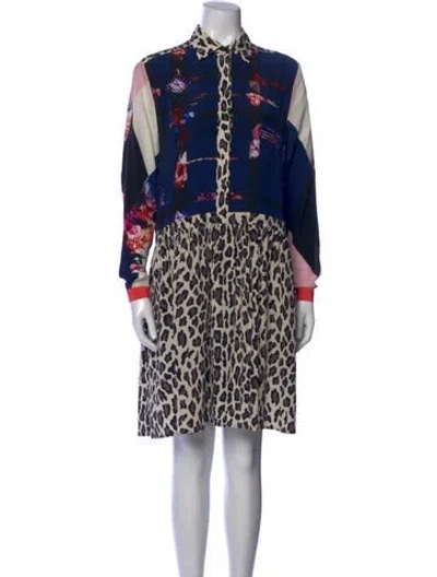 Pre-owned Msgm Silk Mini Dress In Blue