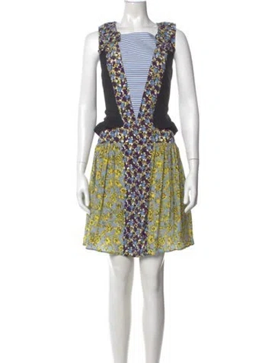 Pre-owned Msgm Silk Mini Dress In Blue