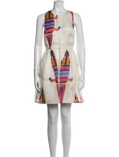 Pre-owned Msgm Silk Mini Dress In Blue