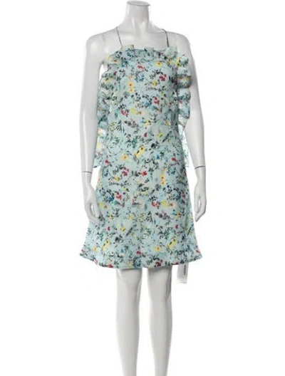 Pre-owned Msgm Silk Mini Dress In Blue