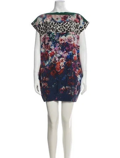 Pre-owned Msgm Silk Mini Dress In Multi