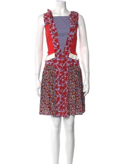 Pre-owned Msgm Silk Mini Dress In Red