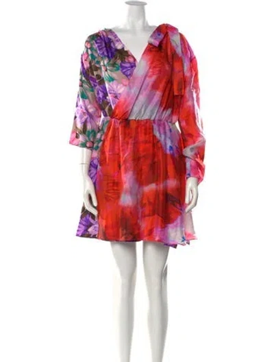 Pre-owned Msgm Silk Mini Dress In Red