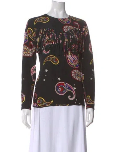 Pre-owned Msgm Silk Paisley Print Top In Black