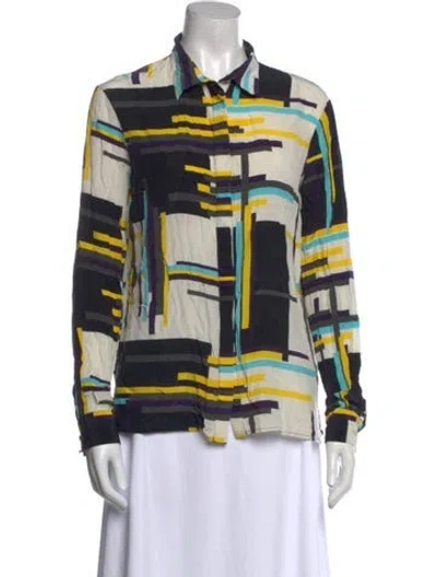 Pre-owned Msgm Silk Printed Button-up Top In Multi
