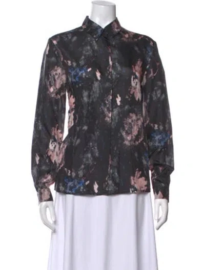 Pre-owned Msgm Silk Printed Top In Grey