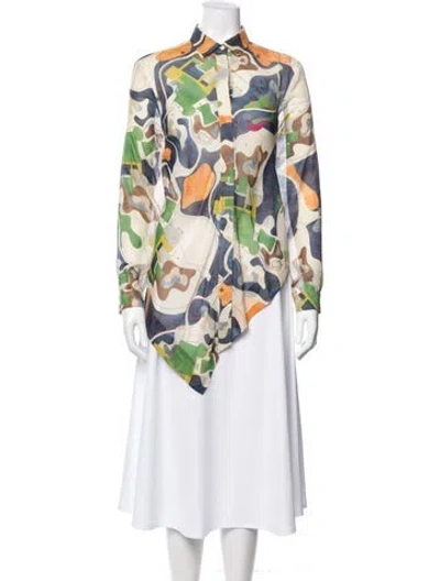 Pre-owned Msgm Silk Printed Top In Neutral