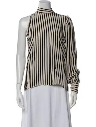 Pre-owned Msgm Silk Striped Top In Brown