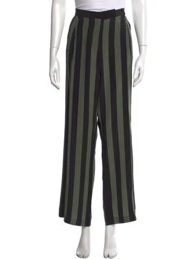 Pre-owned Msgm Silk Wide Leg Pants In Green