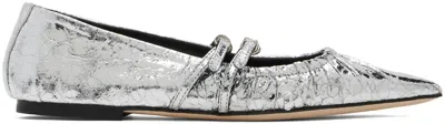 Msgm Metallic-finish Ballerina Shoes In Silver