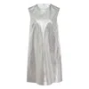 Msgm Silver Metallic Shift Dress In Silver