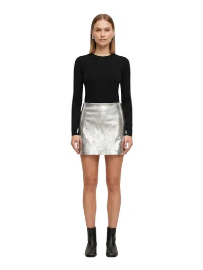 MSGM SILVER SOLID ABOVE KNEE SKIRT