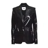 Msgm Single Breast Patent Jacket In Black