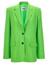 Msgm Fitted Blazer With Single Button Front In Acid Green